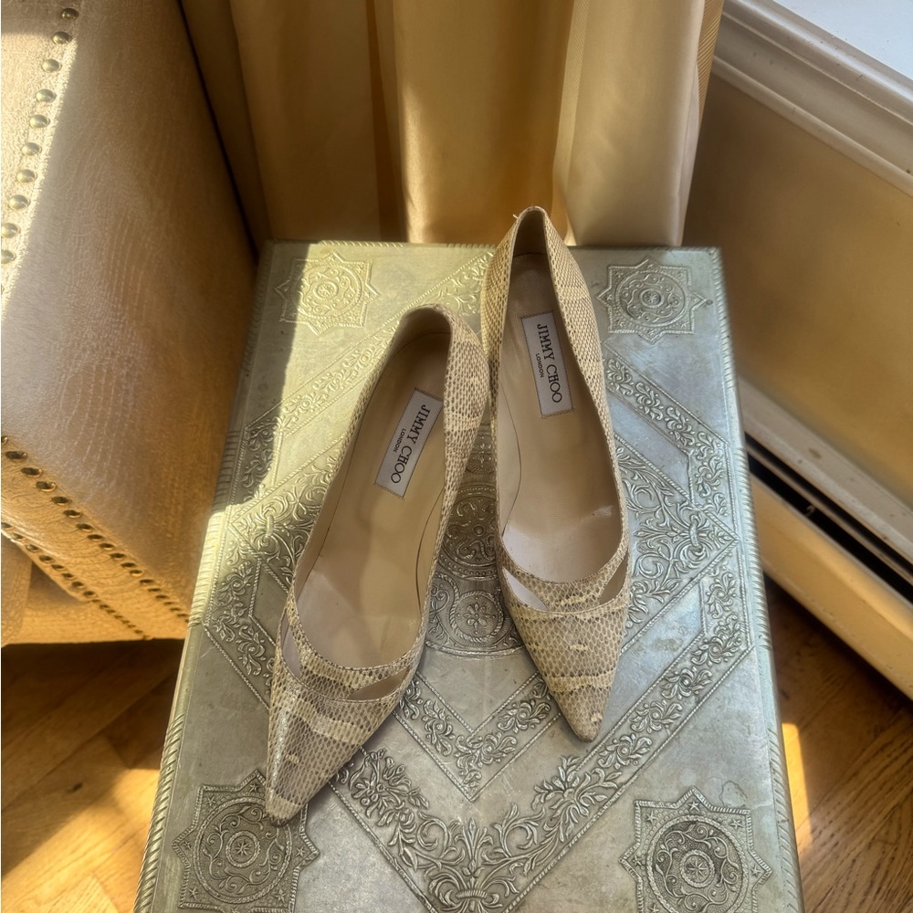 Barely worn snakeskin Jimmy Choo pumps. Size 38.5.
